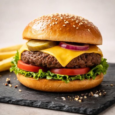 Single patty burger with cheese