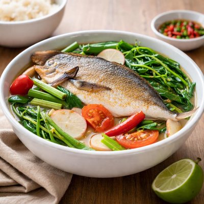 Sinigang pampano with kangkong