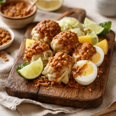 Siomay bandung with peanut sauce