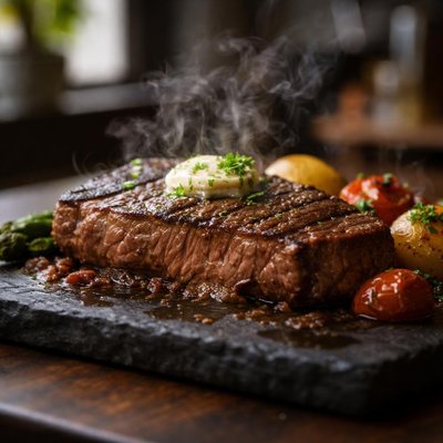 Sizzling steak
