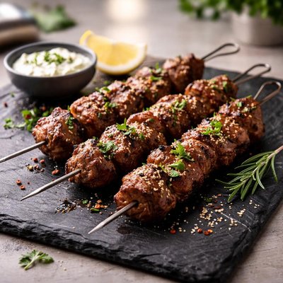 Skewered lamb