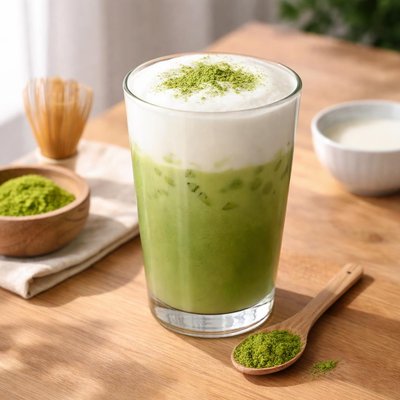 Skim milk matcha latte