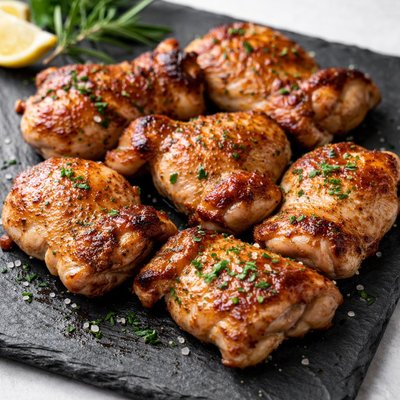 Skinless boneless chicken thigh cooked