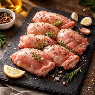 Skinless chicken thigh fillet
