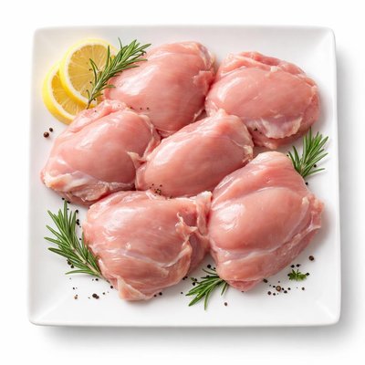 Skinless raw boneless chicken thighs