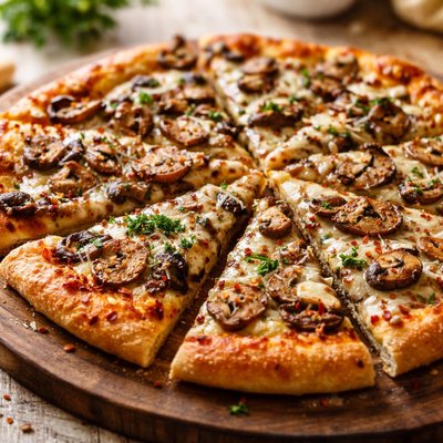 Slice mushroom pizza