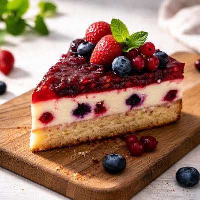 Slice of berry cake