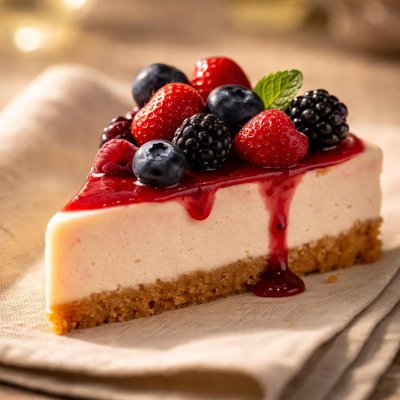 Slice of berry cheesecake
