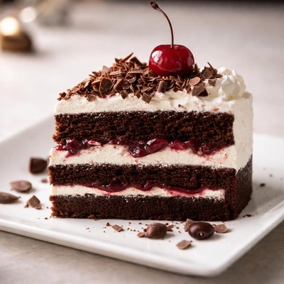 Slice of black forest cake