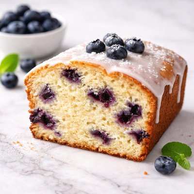 Slice of blueberry pound cake