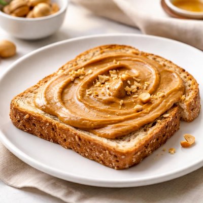 Slice of bread with peanut butter