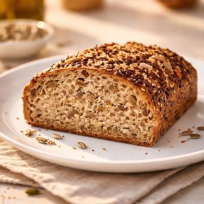 Slice of bread with seeds