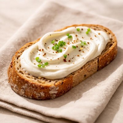 Slice of bread with spread