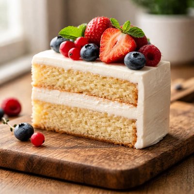 Slice of cake with berries