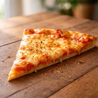 Slice of cheese thin pizza