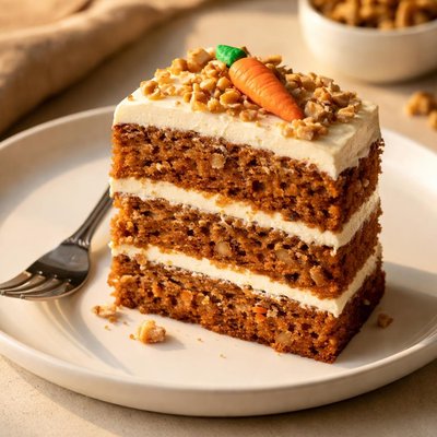 Slice of chocolate and carrot cake