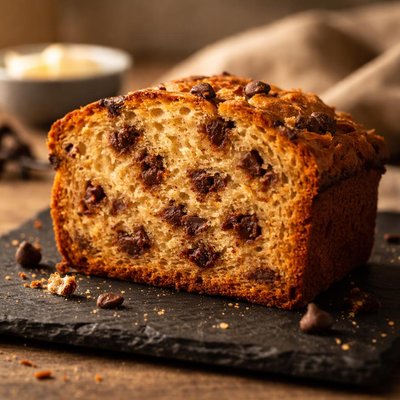 Slice of chocolate chip bread