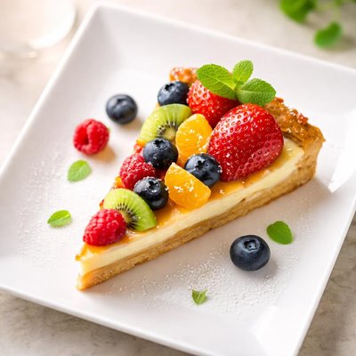 Slice of fruit tart
