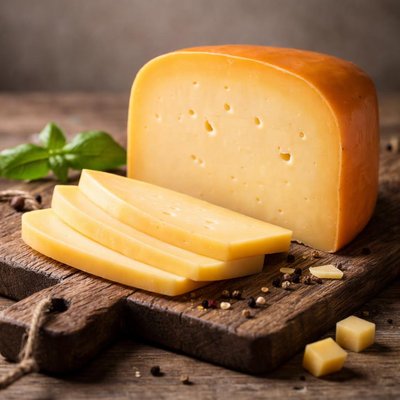 Slice of gouda cheese