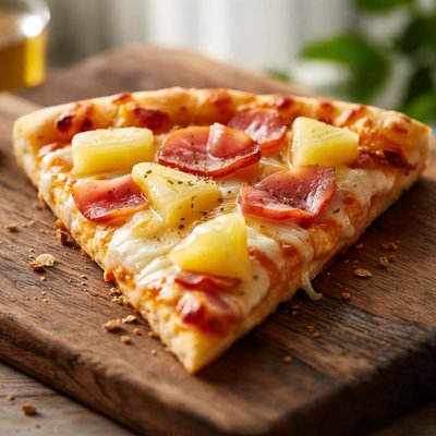 Slice of hawaiian pizza