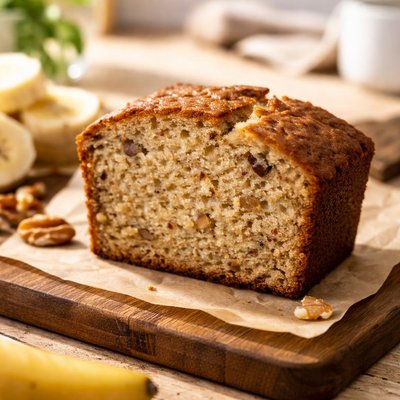 Slice of homemade banana bread