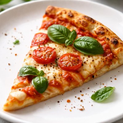 Slice of margherita pizza