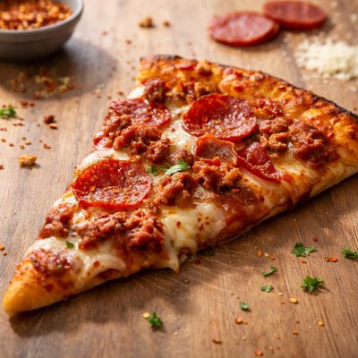 Slice of meat lovers  pizza