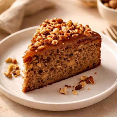 Rebanada de pastel de nueces