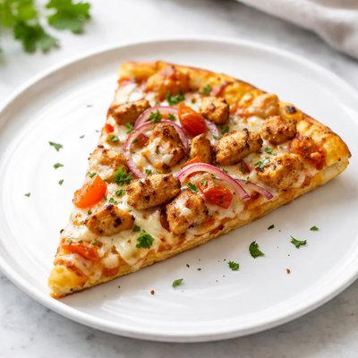 Slice of pizza with chicken
