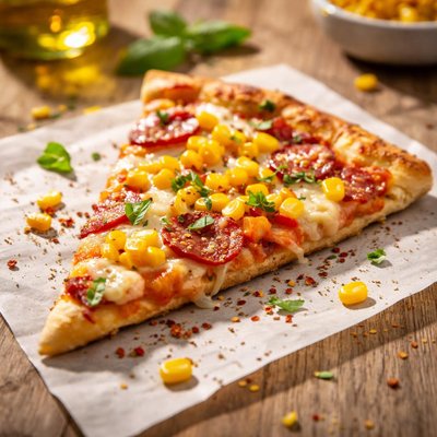 玉米披萨(slice of pizza with corn)