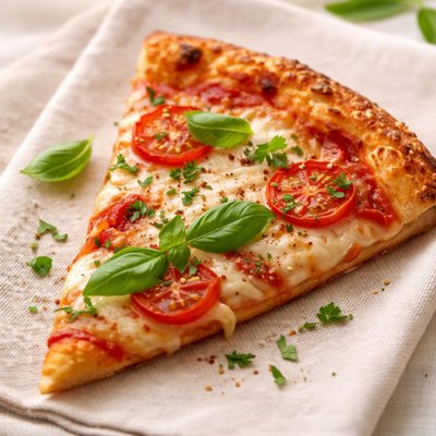 Slice of pizza with herbs