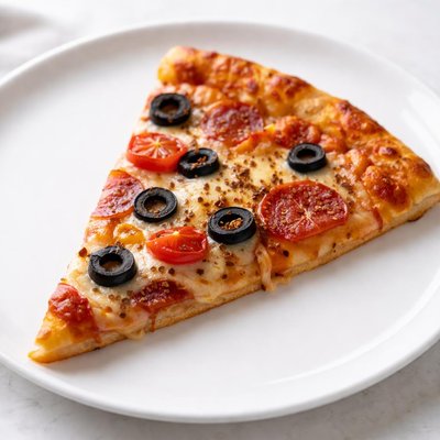 Slice of pizza with olives