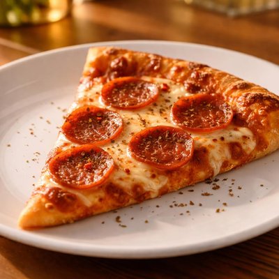 Slice of pizza with pepperoni