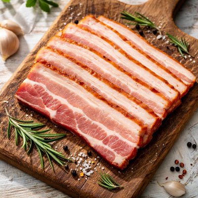 Slice of pork bacon