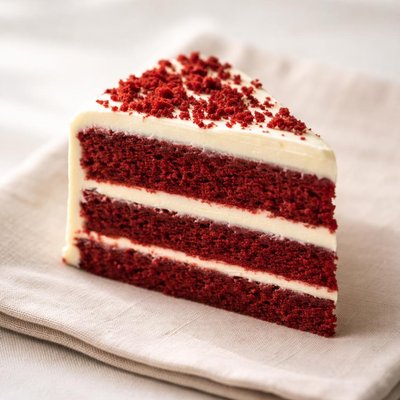 Slice of red velvet cake