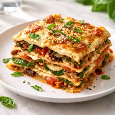 Slice of vegetable lasagna