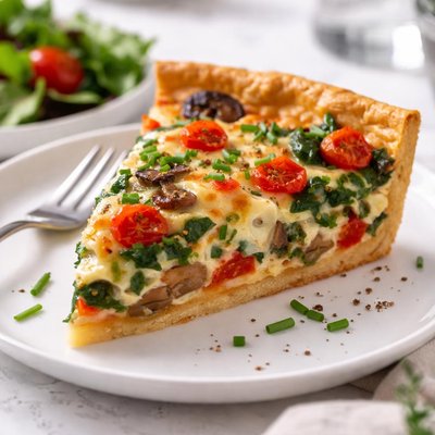 Slice of vegetable quiche