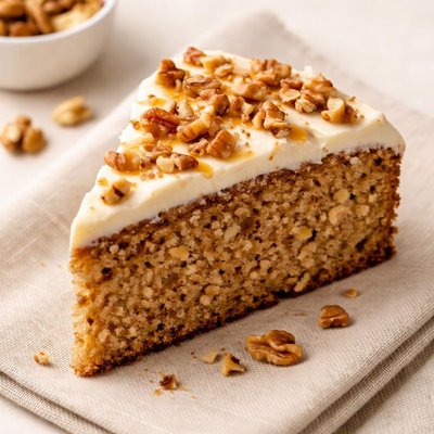 Slice of walnut cake