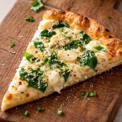 Slice of white pizza