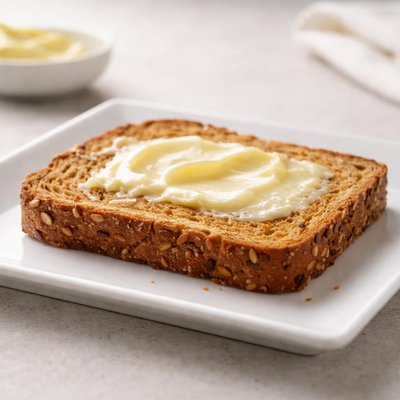 Slice of whole grain toast with butter