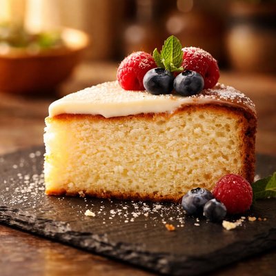 Slice of yogurt cake