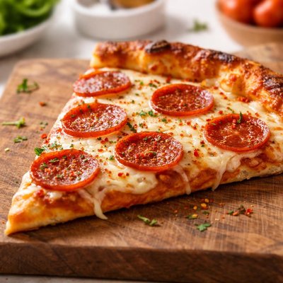 Slice peperoni pizza