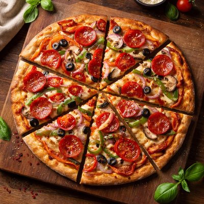 Slice thin veggie pizza with pepperoni