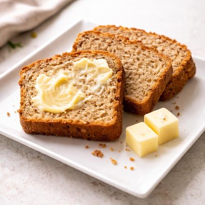Slice wheaten bread and butter