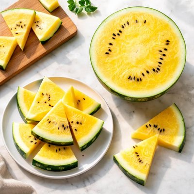 Slice yellow watermelon