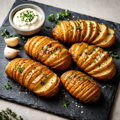 Sliced baked potatoes