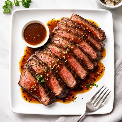 Sliced beef with sauce