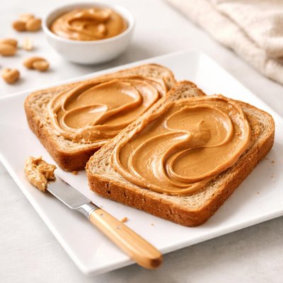 Sliced bread with peanut butter