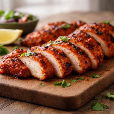 Sliced chicken tikka