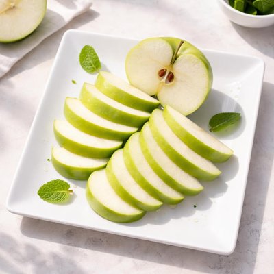 Sliced green apple